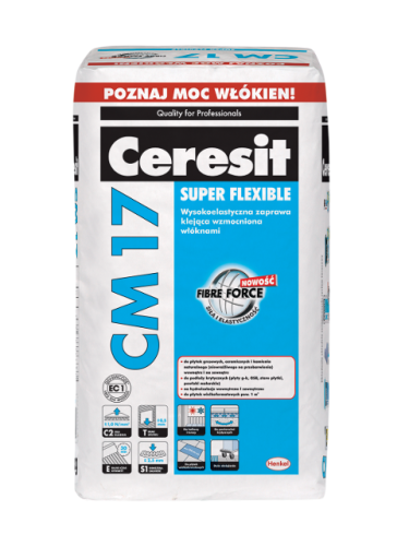 Ceresit CM 17 25kg - klej do płytek elastyczny i odkształcalny C2TE S1 Super Flexibl