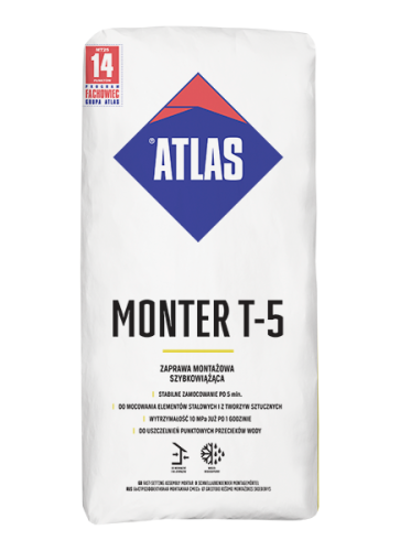 Atlas Monter T-5 25kg - szybkowiążąca zaprawa montażowa