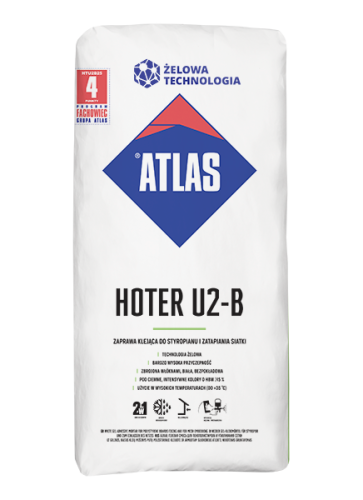 Atlas Hoter U2-B 25kg biały -2 w 1 - zaprawa klejąca do styropianu oraz do zatapiania siatki